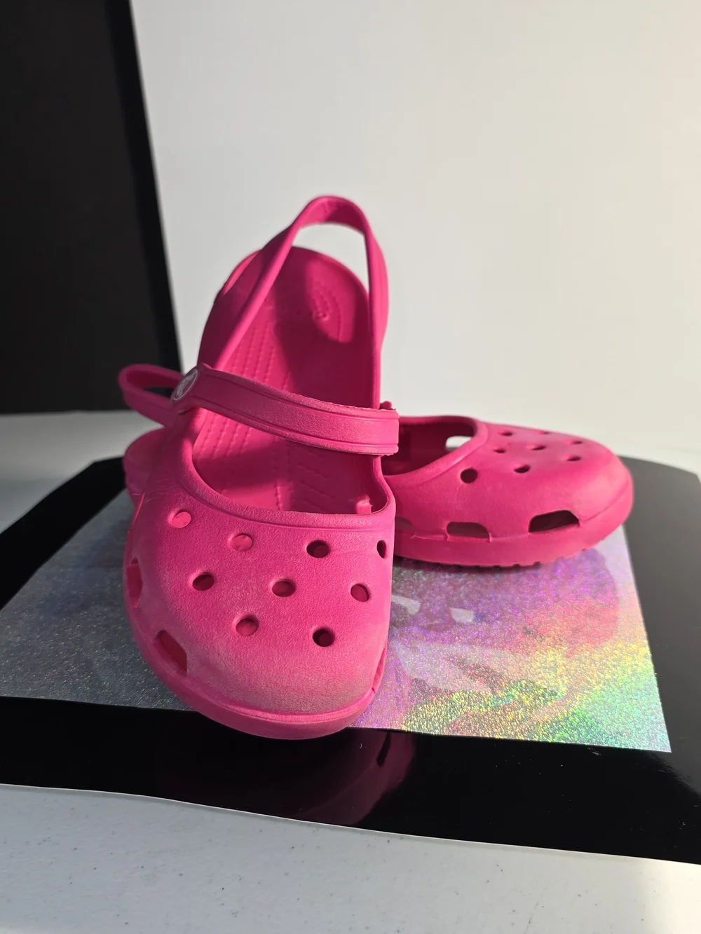 CROCS Shayna Hot Pink Mary Jane-Style Clog with Back Strap Big Girls Sz 6